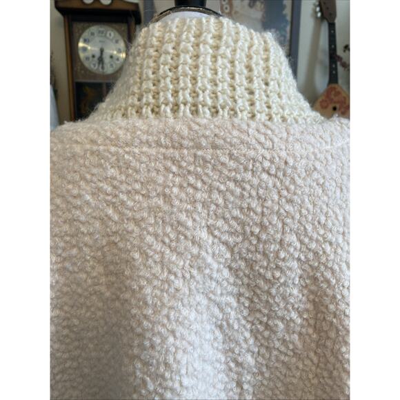 New ANTHROPOLOGIE Textured Sweater Poncho Wool Blend High Neck OS Cream $130 - Picture 8 of 16